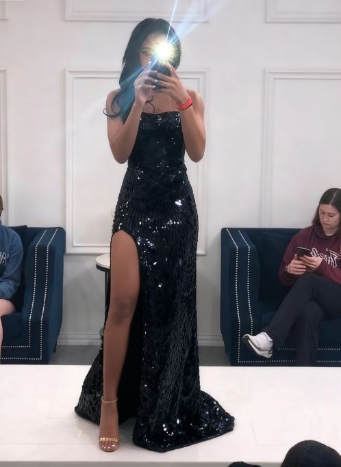 Long Spaghetti Straps Mermaid Slit Prom Dress, Long Prom Dresses