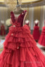 Long Tulle Red Prom Dresses
