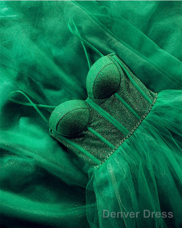 Long Tulle Sparkly Sweetheart Corset Dress