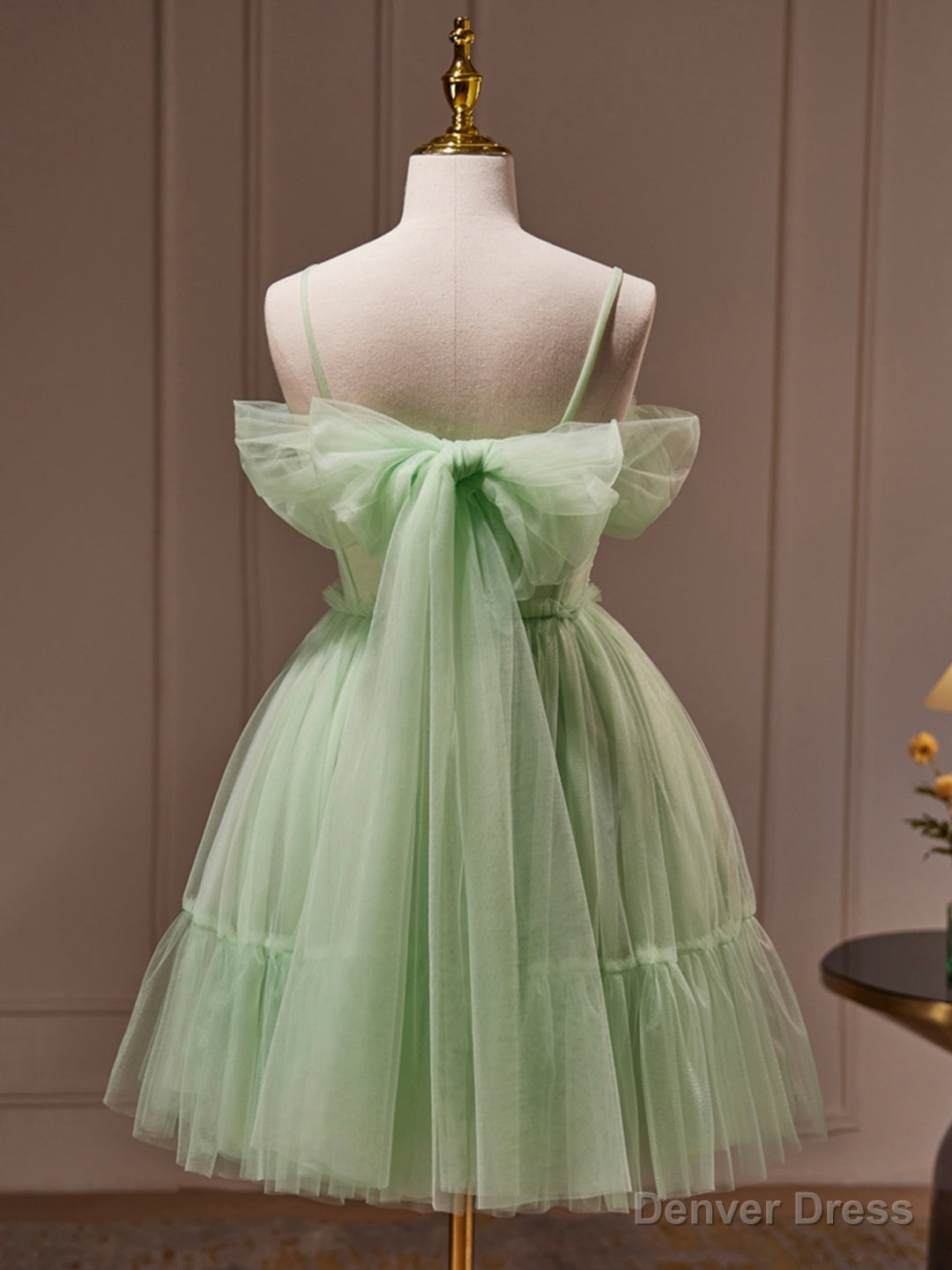 Green Tulle Lace Short Prom Dress, Cute Homecoming Dress, Green Party Dress