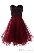 Lovely A Line Mini Burgundy Organza Homecoming Dresses With Appliques