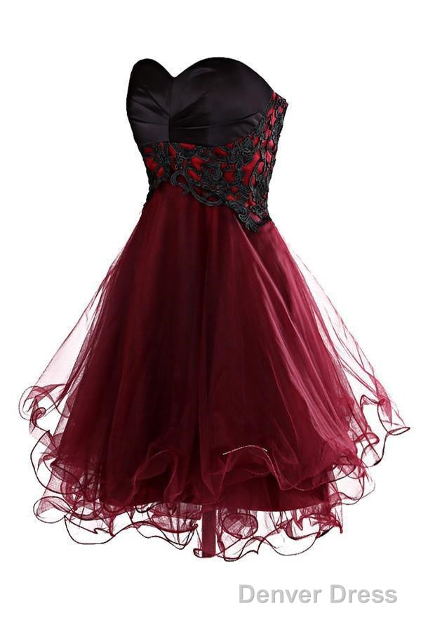 Lovely A Line Mini Burgundy Organza Homecoming Dresses With Appliques