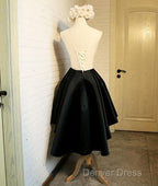 Lovely Black High Low Homecoming Dress With Floral Lace, Prom Dresses