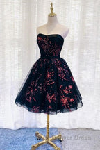 Lovely Black Sweetheart Short Homecoming Dress, Black Prom Dresses