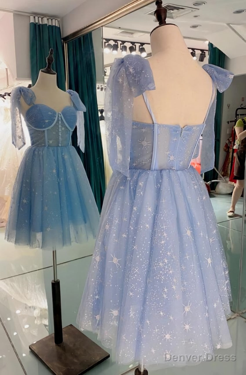 Lovely Blue Short Tulle Homecoming Dress Prom Dress, Blue Prom Dresses Secondary image