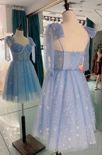 Lovely Blue Short Tulle Homecoming Dress Prom Dress, Blue Prom Dresses