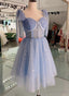 Lovely Blue Short Tulle Homecoming Dress Prom Dress, Blue Prom Dresses