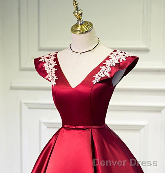 Lovely Cap Sleeves Short Prom Dress, Satin Homecoming Dresses