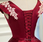 Lovely Cap Sleeves Short Prom Dress, Satin Homecoming Dresses