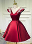 Lovely Cap Sleeves Short Prom Dress, Satin Homecoming Dresses