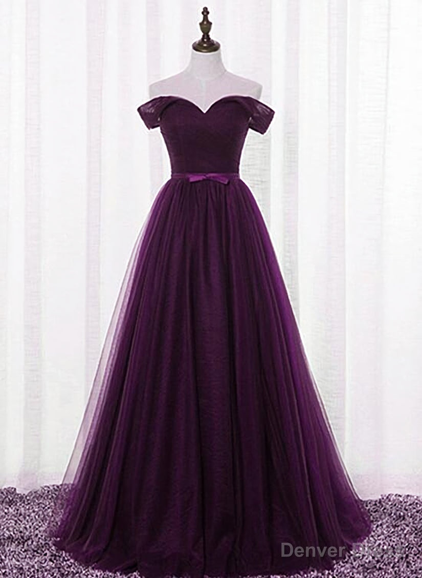 Lovely Dark Purple Tulle V-neckline Prom Dress , Long Bridesmaid Dress Secondary image