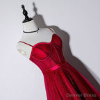 Lovely Dark Red Sweetheart Tulle Prom Dress, Wine Red Prom Dress Homecoming Dresses