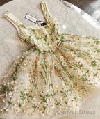 Lovely Flowers Straps Short Prom Dresses Lace Homecoming Dresses