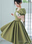 Lovely Green Short Sleeves Prom Dress, Green Short Prom Dress Homecoming Dresses