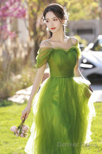 Lovely Green Tulle Beaded Straps Short Prom Dress, Green Short Homecoming Dresses