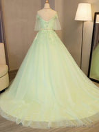 Lovely Green Tulle Long Prom Dress Prom Dress, Green Prom Gowns Prom Dresses