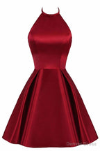Lovely Halter Short Prom Dress, Homecoming Dresses , Satin Formal Dress