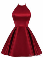 Lovely Halter Short Prom Dress, Homecoming Dress , Satin Prom Dresses