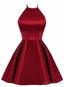 Lovely Halter Short Prom Dress, Homecoming Dress , Satin Prom Dresses