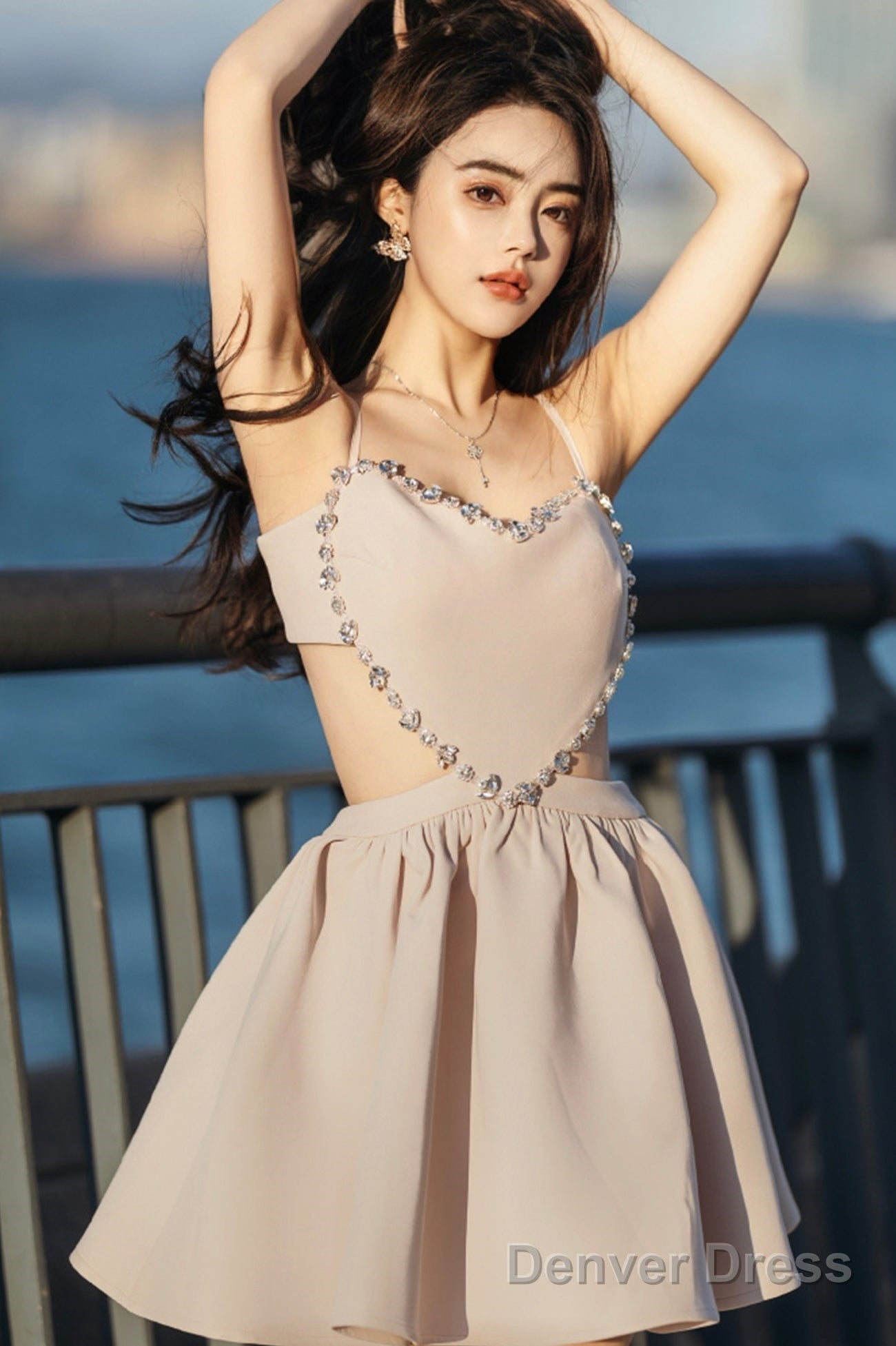 Lovely Heart-Shaped Diamond Backless Prom Dresses, Party Dresses Secondary image