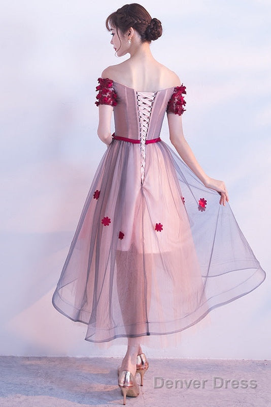 Lovely High Low Flowers Prom Dress , Homecoming Dresses