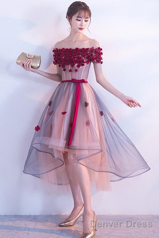 Lovely High Low Flowers Prom Dress , Homecoming Dresses