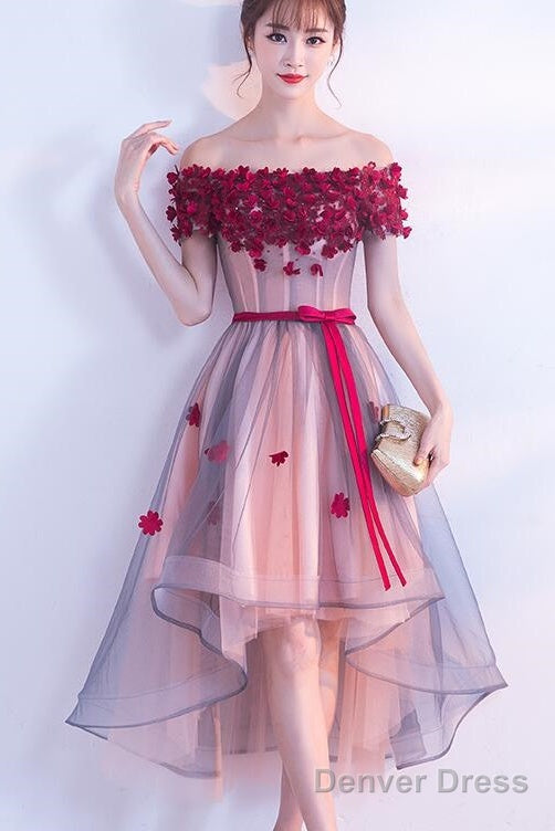 Lovely High Low Flowers Party Dress , Homecoming Dress Main image