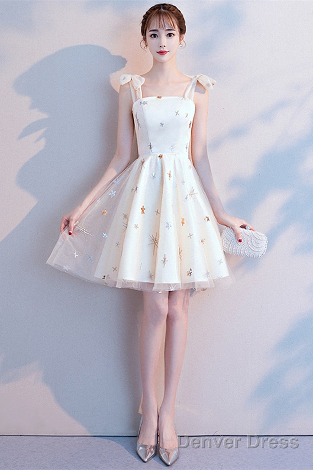 Lovely Ivory Short Prom Dress Homecoming Dress, Ivory Simple Short Prom Dresses Secondary image
