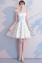 Lovely Ivory Short Prom Dress Homecoming Dress, Ivory Simple Short Prom Dresses
