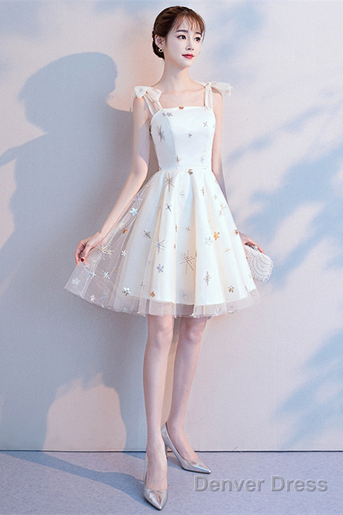 Lovely Ivory Short Party Dress Homecoming Dress, Ivory Simple Short Prom Dress