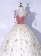 Lovely Ivory Tulle Ball Gown Straps Party Dresses, Ivory Sweet 16 Dresses Formal Dresses