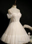 Lovely Ivory Tulle Straps Sweetheart Homecoming Dress With Bow, Short Prom Dress