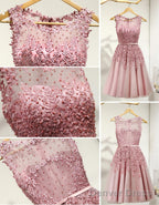 Lovely Junior Round Neckline Sleeveless Lace Appliques Sweetheart Keyhole Back Homecoming Dresses