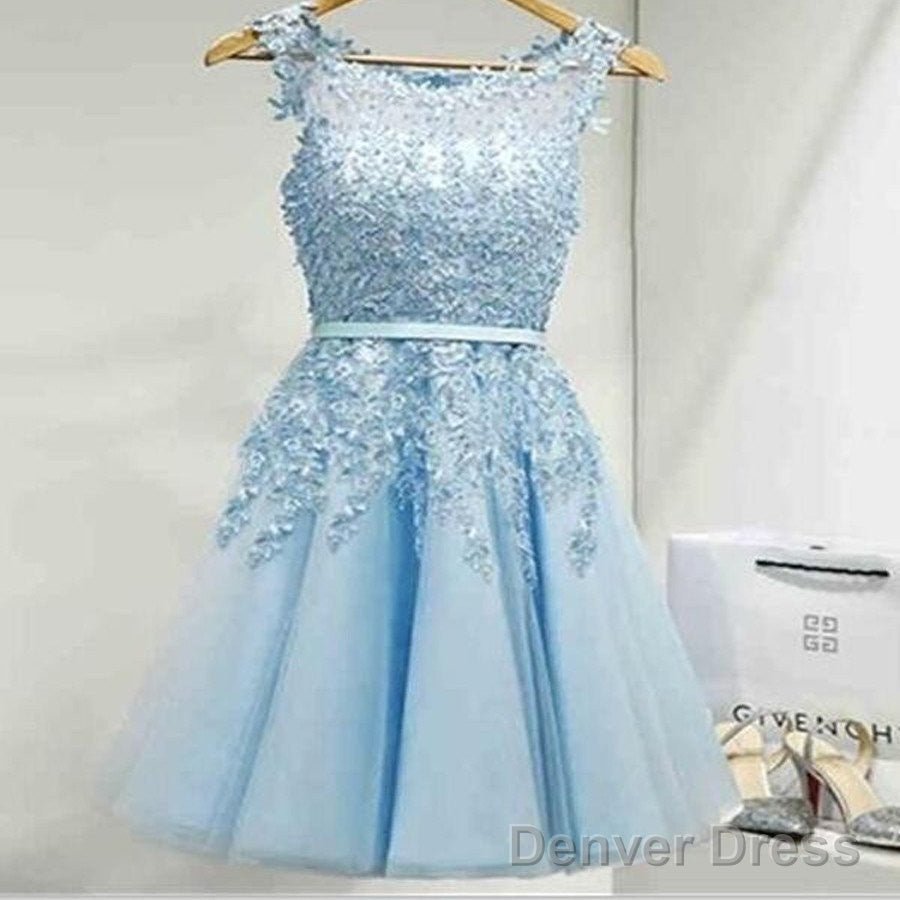 Lovely Junior Round Neckline Sleeveless Lace Appliques Sweetheart Keyhole Back Homecoming Dresses