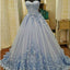 Lovely Lace Appliques Sweetheart Light Blue Ball Gown Wedding Dresses
