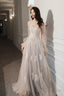 Lovely Lace Long A-Line Formal Dress, Long Sleeve Evening Dress
