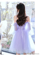 Lovely Lavender Short Party Dress Off Shoulder Dress, Cute Homecoming Dresses