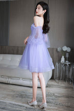 Lovely Lavender Short Prom Dress, Off The Shoulder Homecoming Dress Party Dress