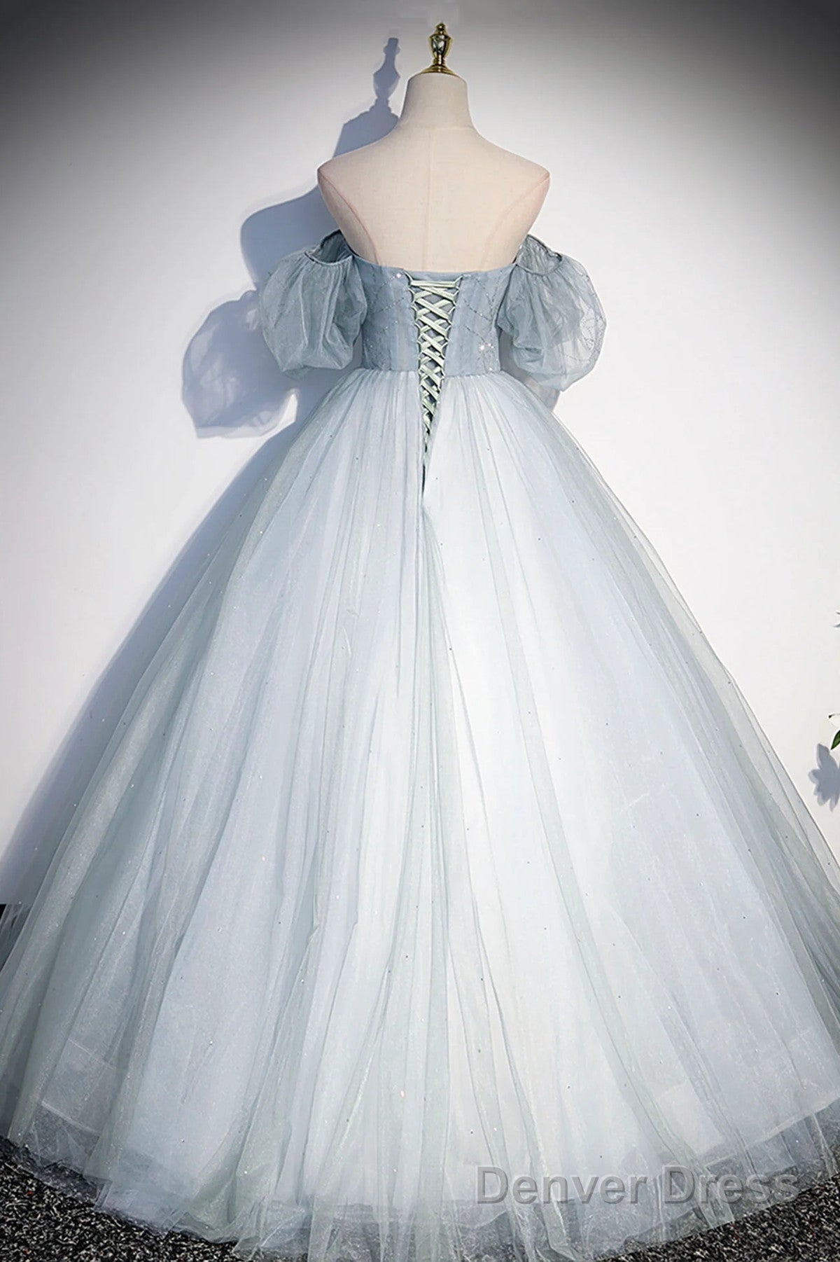 Lovely Light Blue Tulle Sweetheart Long Evening Dress, Light Blue Prom Dress