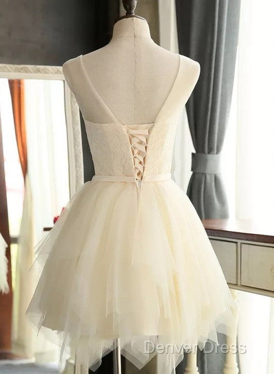 Lovely Light Champagne Short Tulle Party Dresses, Cute Prom Dresses, Homecoming Dresses For Teens Secondary image