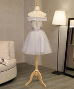 Lovely Light Grey Homecoming Dress , Tulle Short Party Dress