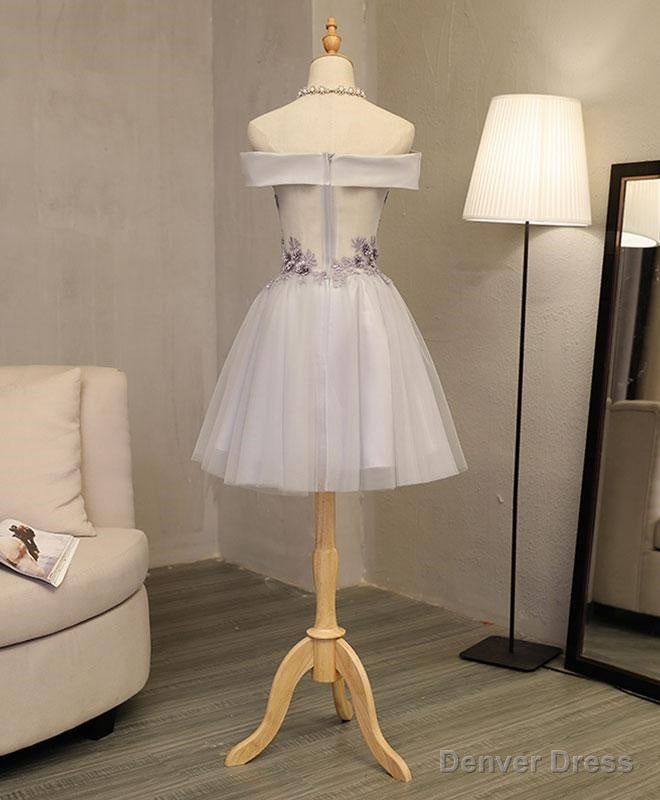 Lovely Light Grey Homecoming Dress , Tulle Short Prom Dresses Secondary image