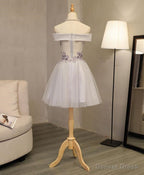 Lovely Light Grey Homecoming Dress , Tulle Short Prom Dresses