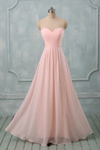 Lovely Light Pink Sweetheart Long Bridesmaid Dress, Long Prom Dresses