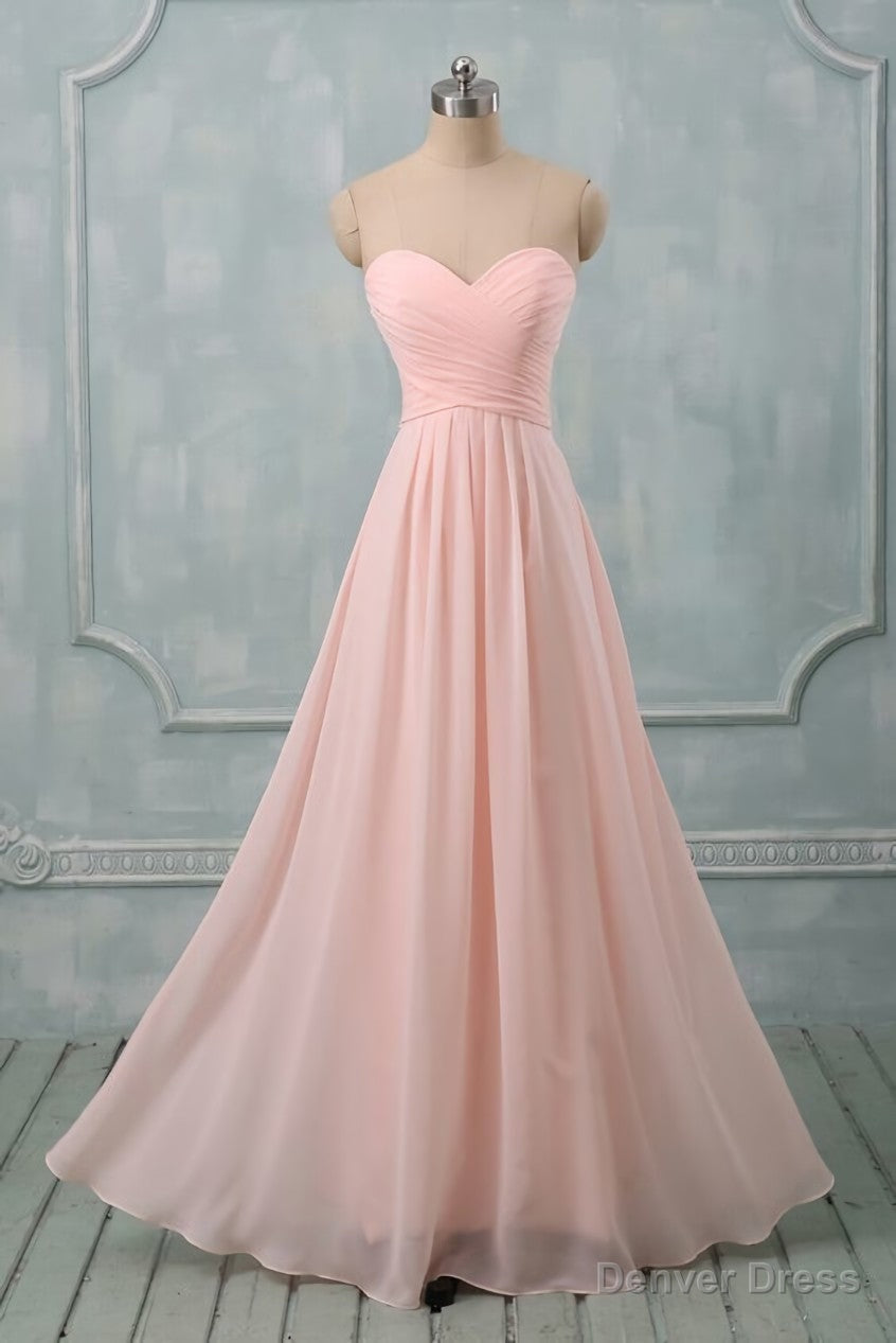 Lovely Light Pink Sweetheart Long Bridesmaid Dress, Long Prom Dresses