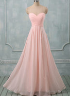 Lovely Light Pink Sweetheart Long Bridesmaid Dress, Long Prom Dresses