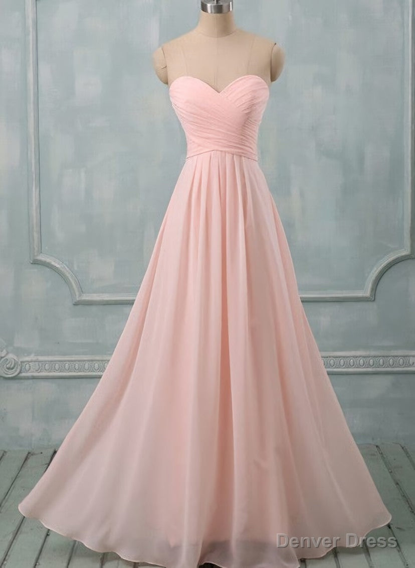Lovely Light Pink Sweetheart Long Bridesmaid Dress, Long Prom Dresses