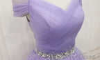 Lovely Light Purple Beaded Short Prom Dress, Off Shoulder Homecoming Dresses