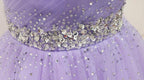 Lovely Light Purple Beaded Short Prom Dress, Off Shoulder Homecoming Dresses