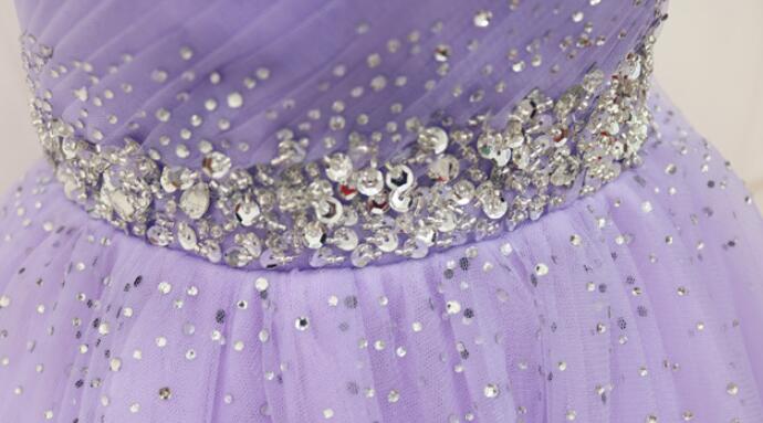 Lovely Light Purple Beaded Short Prom Dress, Off Shoulder Homecoming Dresses